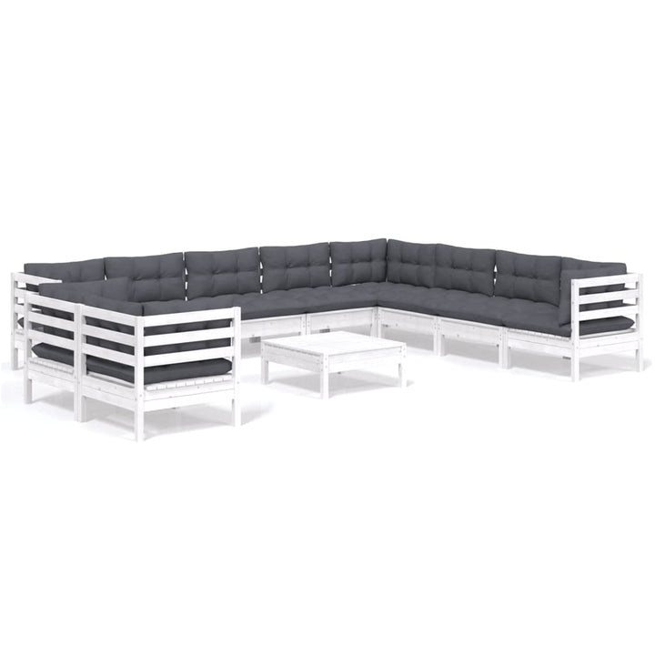 Set Mobilier Grădină Cu Perne, 11 Piese, , Lemn Masiv Pin