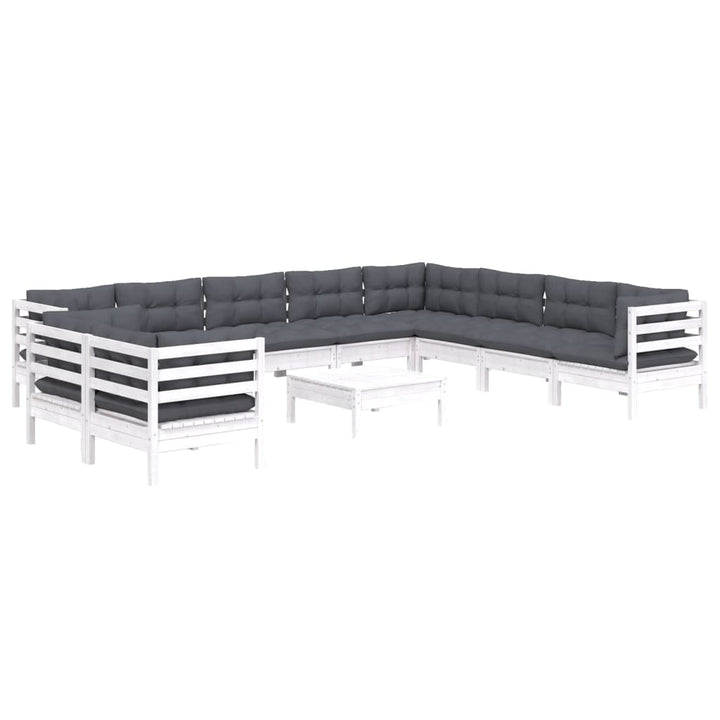 Set Mobilier Grădină Cu Perne, 11 Piese, , Lemn Masiv Pin