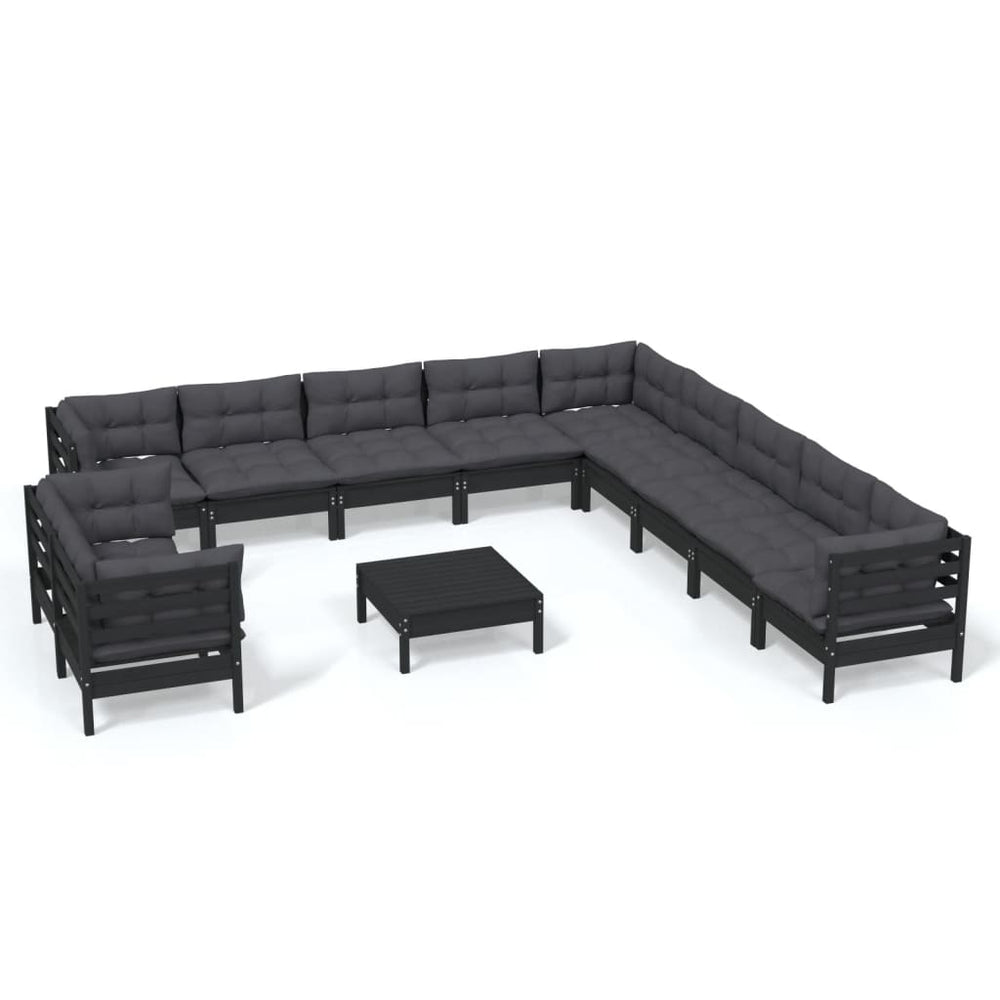 Set Mobilier Grădină Cu Perne, 12 Piese, , Lemn Masiv Pin