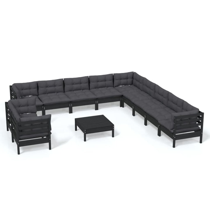Set Mobilier Grădină Cu Perne, 12 Piese, , Lemn Masiv Pin