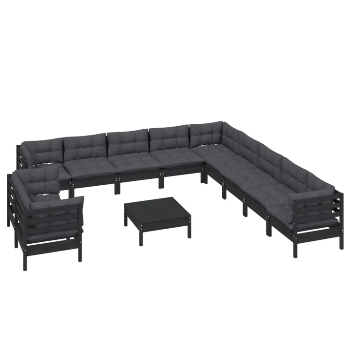 Set Mobilier Grădină Cu Perne, 12 Piese, , Lemn Masiv Pin