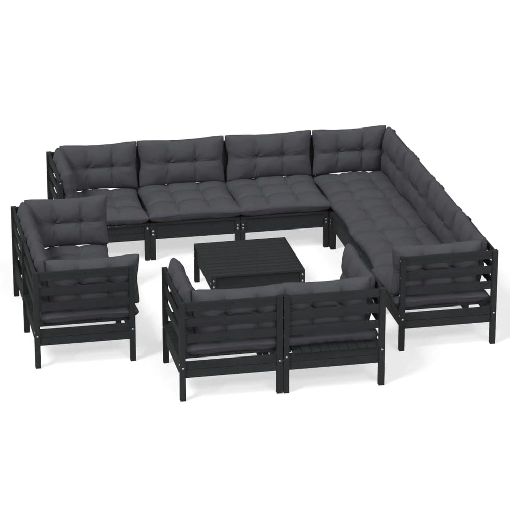 Set Mobilier Grădină Cu Perne, 12 Piese, , Lemn Masiv Pin