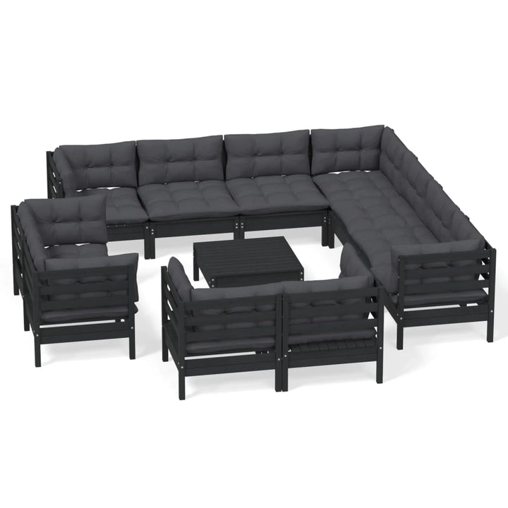 Set Mobilier Grădină Cu Perne, 12 Piese, , Lemn Masiv Pin