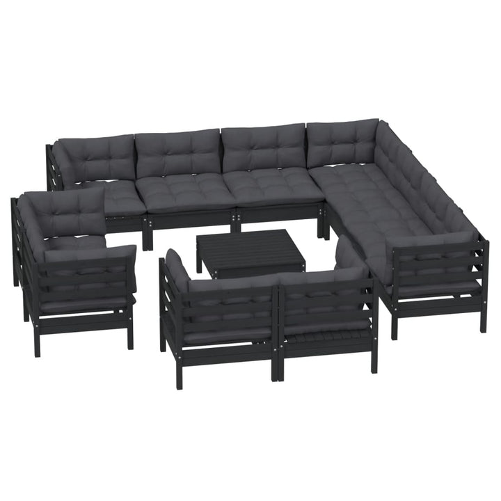 Set Mobilier Grădină Cu Perne, 12 Piese, , Lemn Masiv Pin