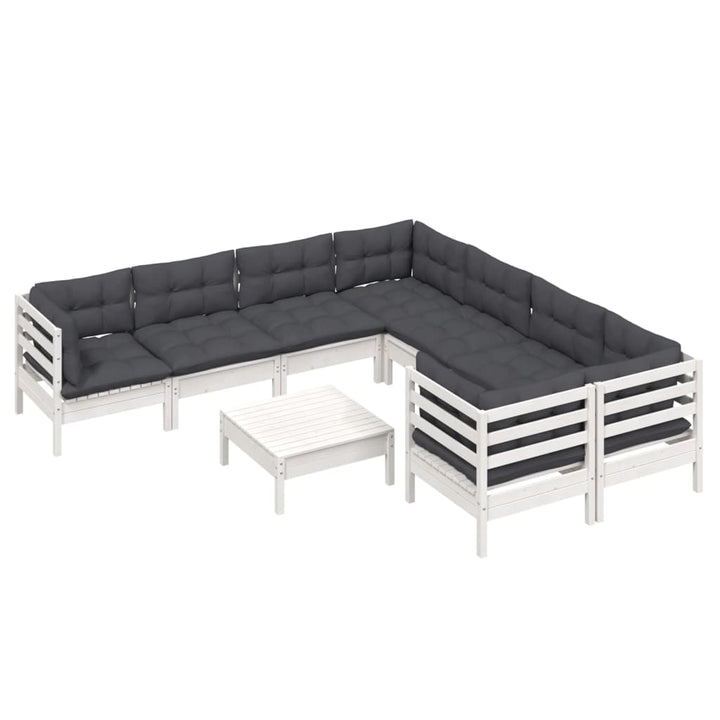 Set Mobilier De Grădină Cu Perne, 9 Piese, , Lemn De Pin