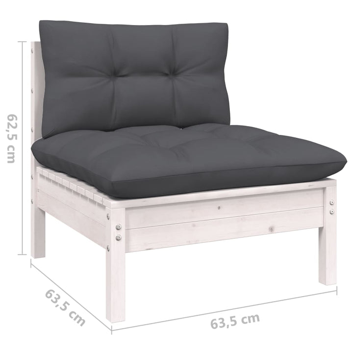 Set Mobilier De Grădină Cu Perne, 9 Piese, , Lemn De Pin