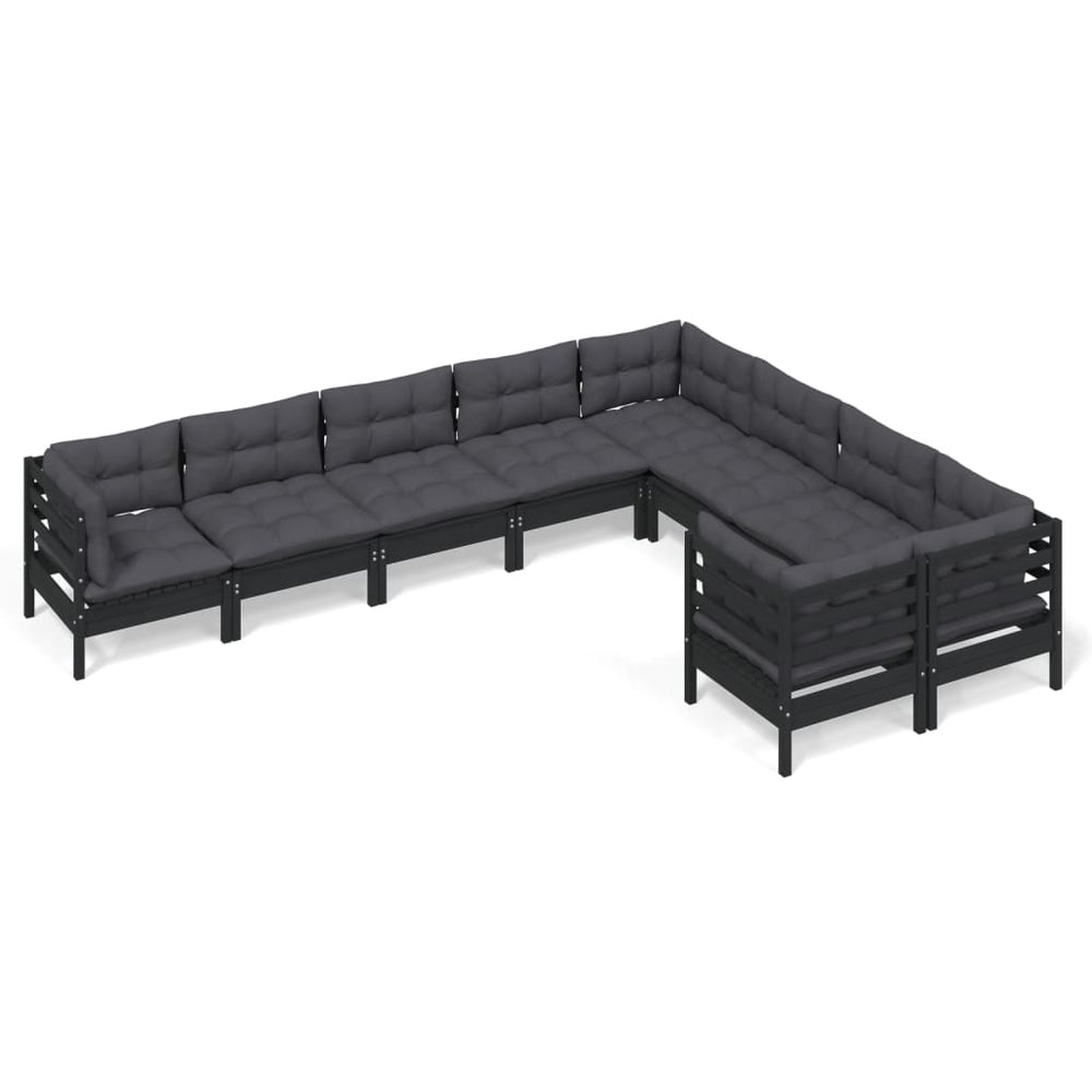 Set Mobilier Grădină Cu Perne, 9 Piese, , Lemn De Pin