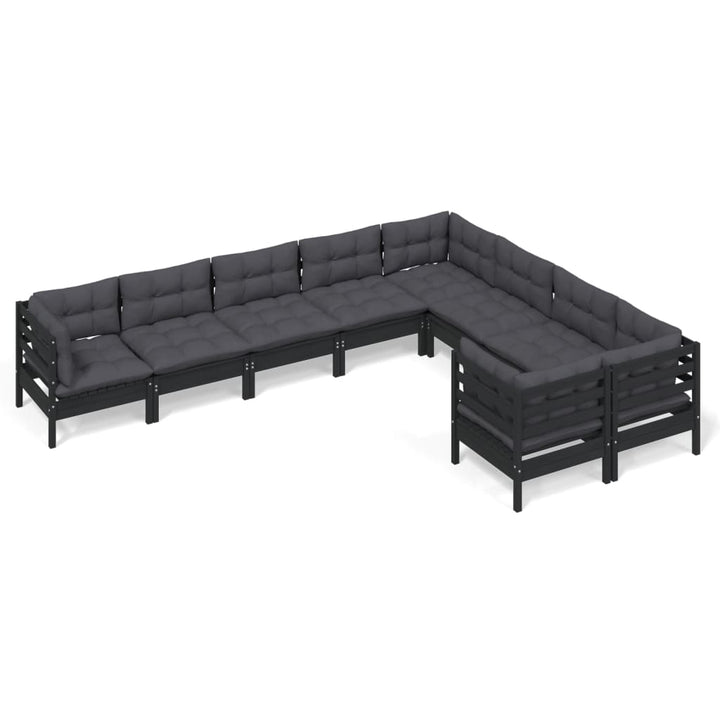 Set Mobilier Grădină Cu Perne, 9 Piese, , Lemn De Pin