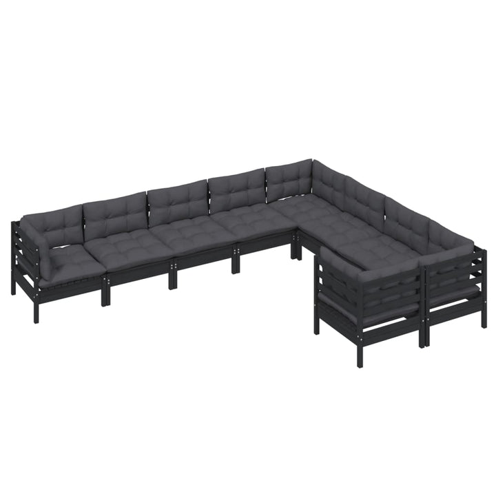 Set Mobilier Grădină Cu Perne, 9 Piese, , Lemn De Pin