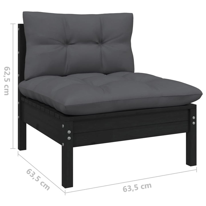 Set Mobilier Grădină Cu Perne, 9 Piese, , Lemn De Pin