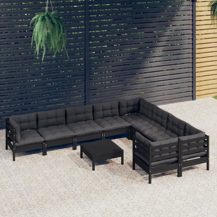 Set Mobilier Grădină Cu Perne Crem, 10 Piese, Lemn De Pin