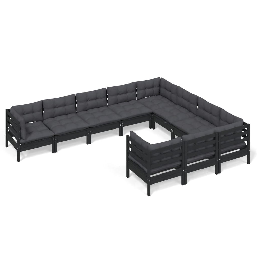 Set Mobilier Grădină Cu Perne, 10 Piese, , Lemn De Pin