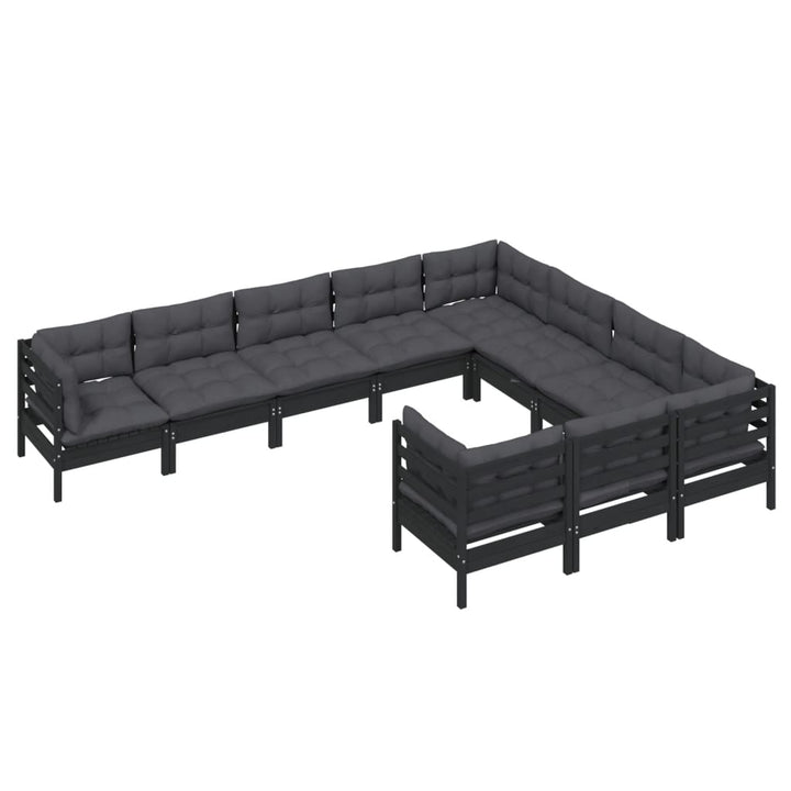 Set Mobilier Grădină Cu Perne, 10 Piese, , Lemn De Pin
