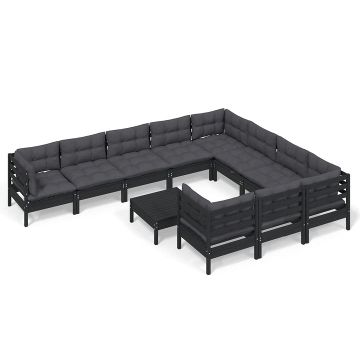 Set Mobilier Grădină Cu Perne, 11 Piese, , Lemn De Pin