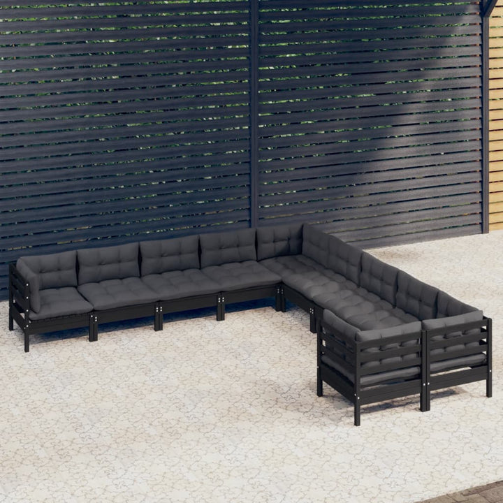Set Mobilier Grădină Cu Perne Crem, 10 Piese, Lemn De Pin