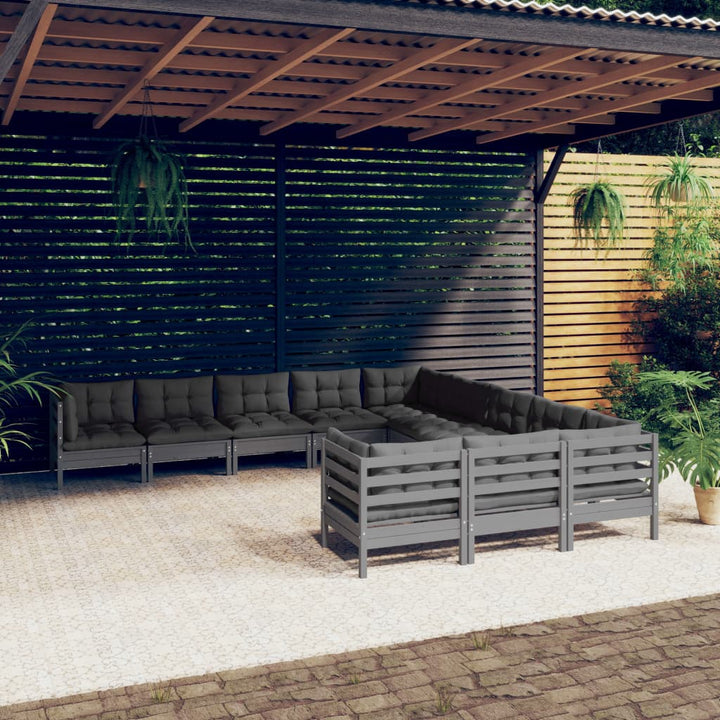 Set Mobilier Grădină Cu Perne Crem, 11 Piese, Lemn De Pin
