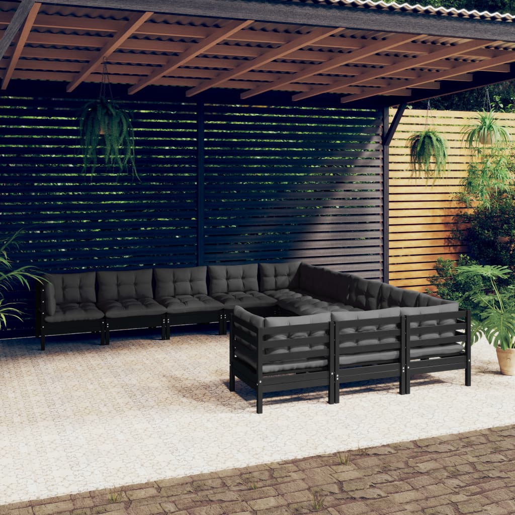Set Mobilier Grădină Cu Perne Crem, 11 Piese, Lemn De Pin