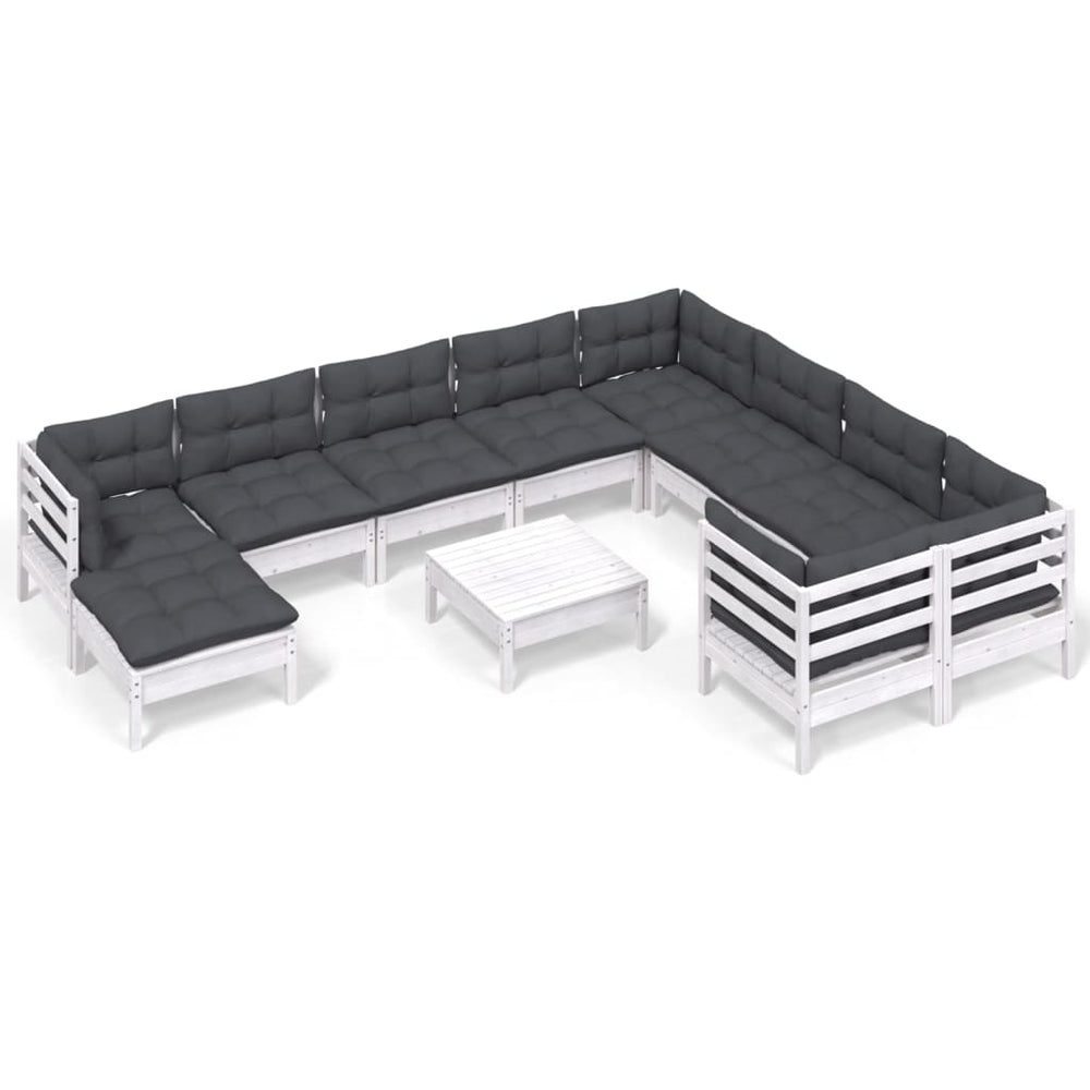 Set De Șezlonguri De Grădină Cu Perne 11 Piese Lemn De Pin