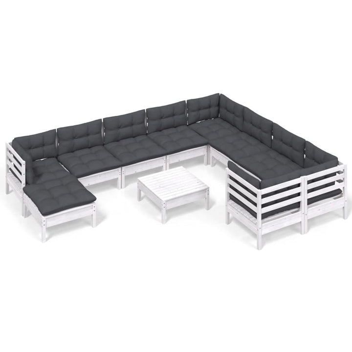 Set De Șezlonguri De Grădină Cu Perne 11 Piese Lemn De Pin