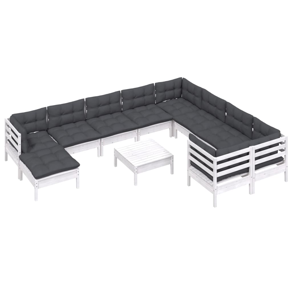 Set De Șezlonguri De Grădină Cu Perne 11 Piese Lemn De Pin