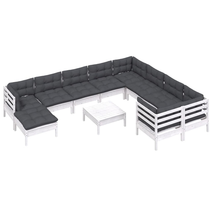 Set De Șezlonguri De Grădină Cu Perne 11 Piese Lemn De Pin