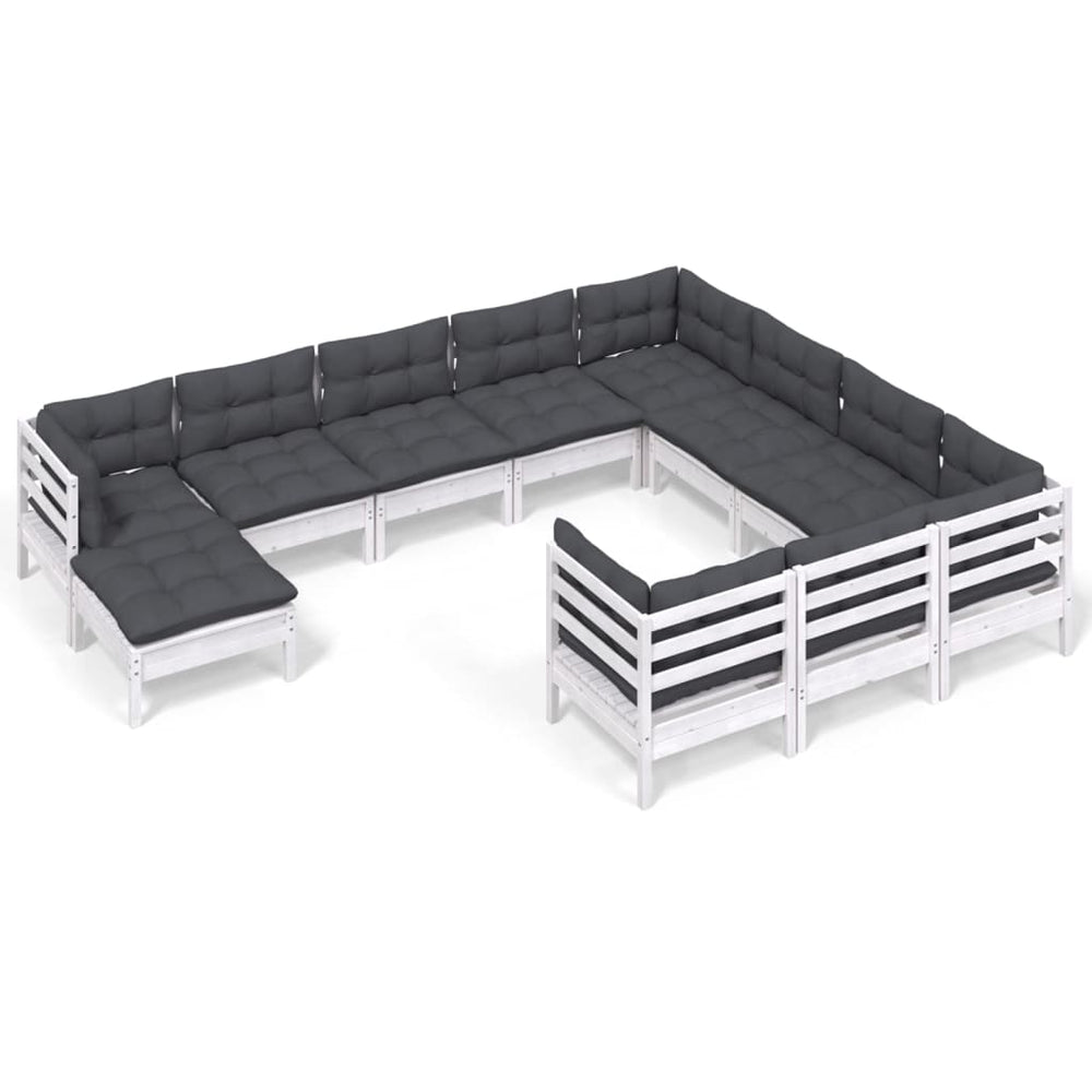 Set De Șezlonguri De Grădină Cu Perne 11 Piese Lemn De Pin