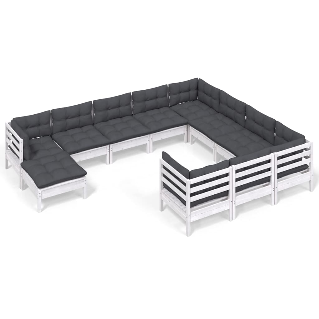 Set De Șezlonguri De Grădină Cu Perne 11 Piese Lemn De Pin