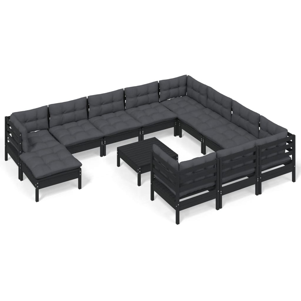 Set Mobilier Grădină Cu Perne, 12 Piese, , Lemn De Pin