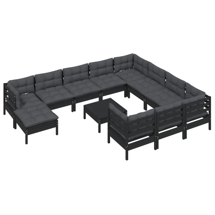 Set Mobilier Grădină Cu Perne, 12 Piese, , Lemn De Pin