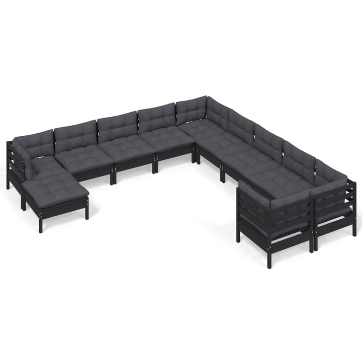 Set Mobilier Grădină Cu Perne, 11 Piese, , Lemn De Pin