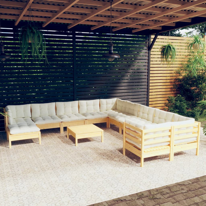 Set Mobilier Grădină Cu Perne, 12 Piese, , Lemn De Pin