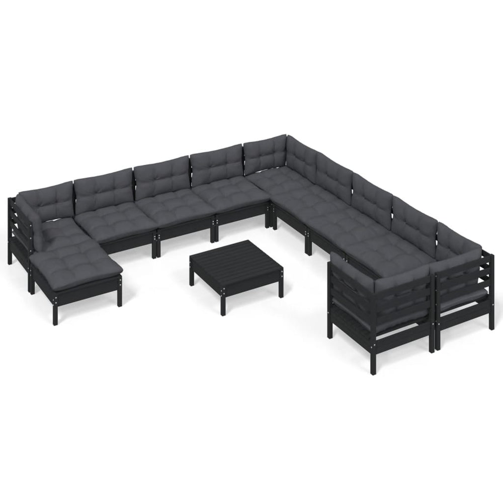 Set Mobilier Grădină Cu Perne, 12 Piese, , Lemn De Pin