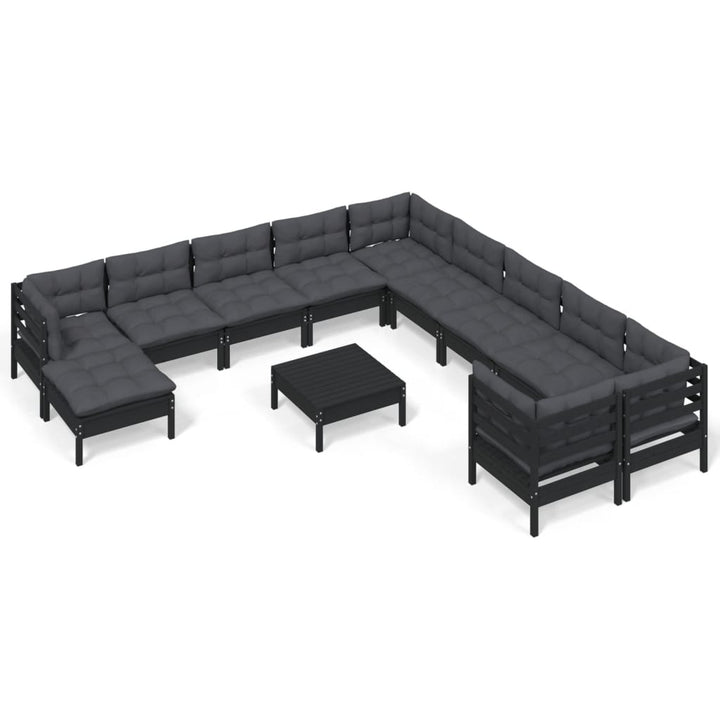 Set Mobilier Grădină Cu Perne, 12 Piese, , Lemn De Pin
