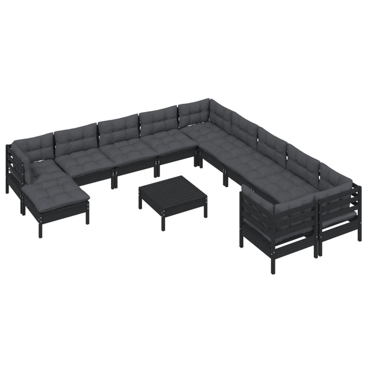 Set Mobilier Grădină Cu Perne, 12 Piese, , Lemn De Pin