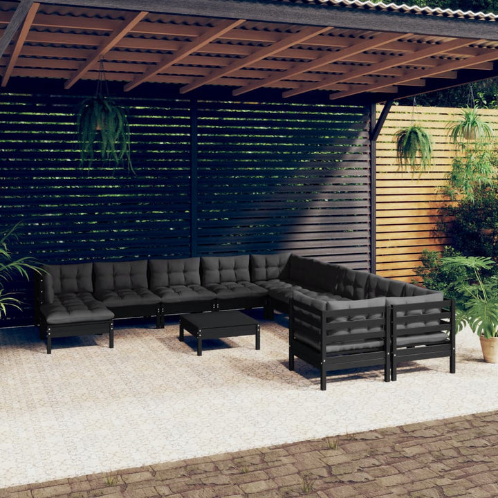 Set Mobilier Grădină Cu Perne, 12 Piese, , Lemn De Pin