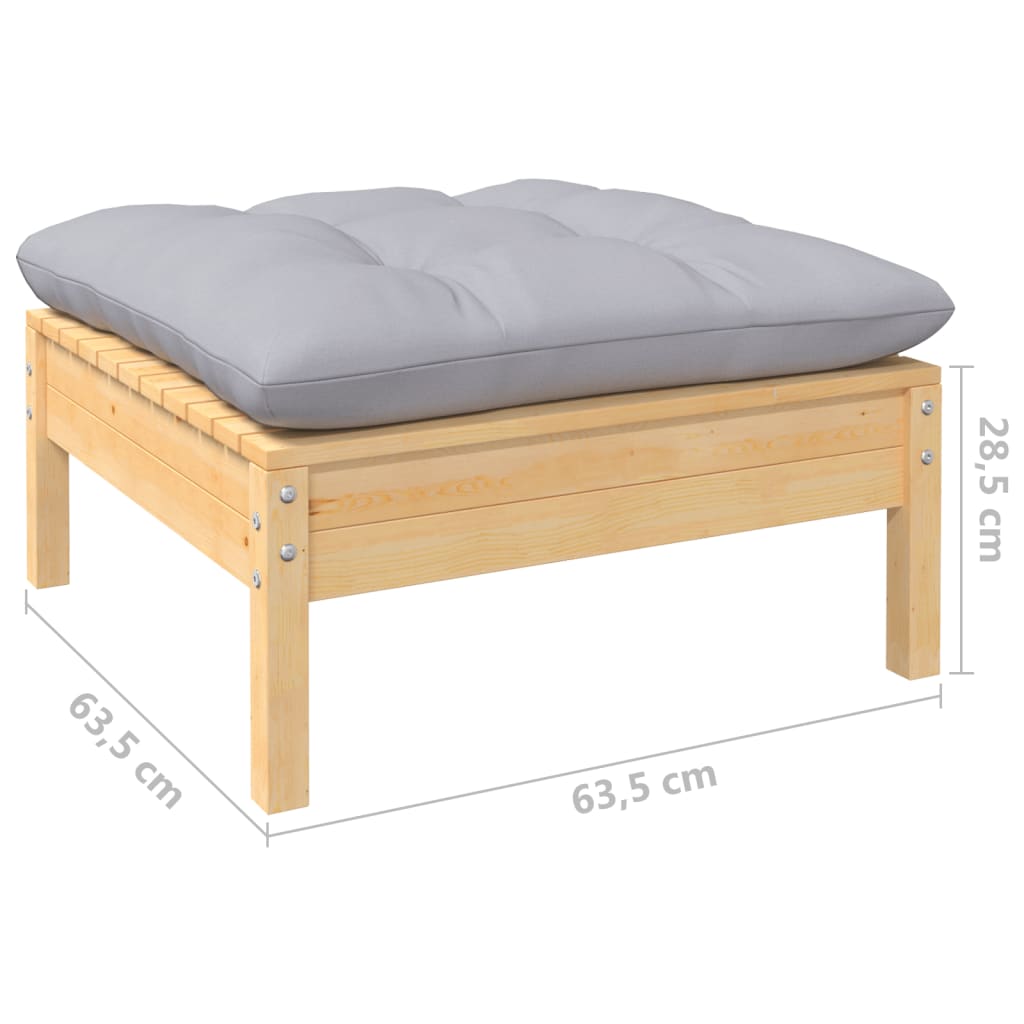 Set Mobilier Grădină Cu Perne Gri, 6 Piese, Lemn De Pin