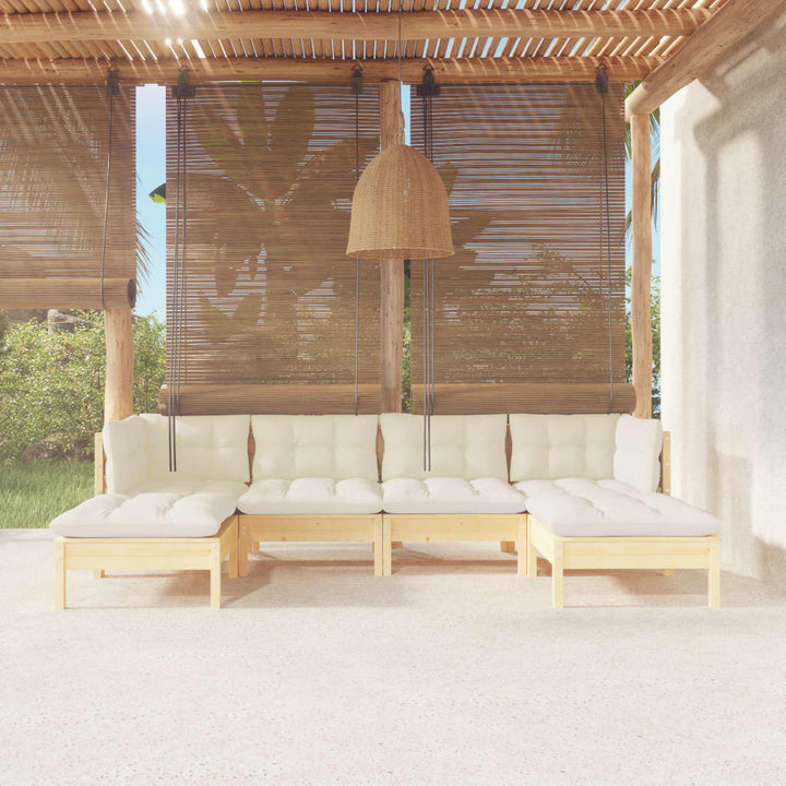 Set Mobilier Grădină Cu Perne Gri, 6 Piese, Lemn De Pin