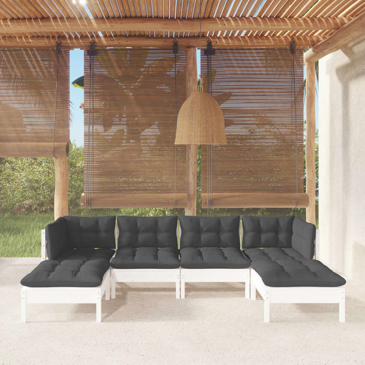 Set Mobilier Grădină Cu Perne Gri, 6 Piese, Lemn De Pin