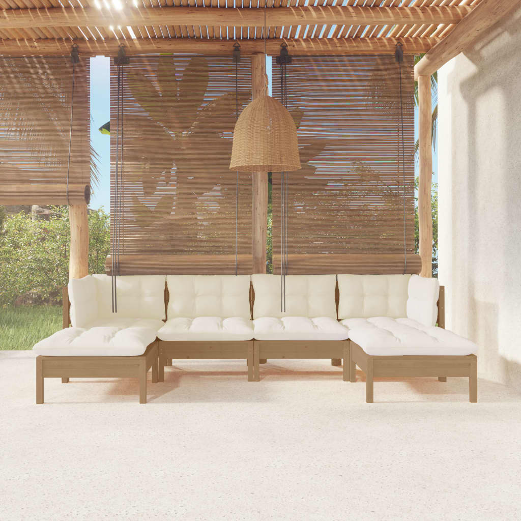 Set Mobilier Grădină Cu Perne Gri, 6 Piese, Lemn De Pin
