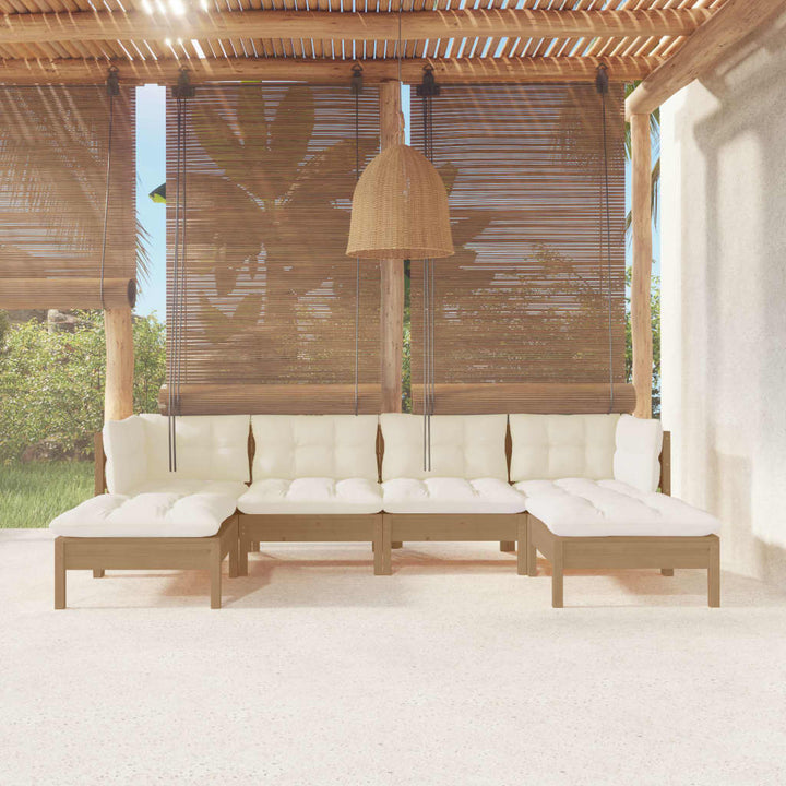 Set Mobilier Grădină Cu Perne Gri, 6 Piese, Lemn De Pin