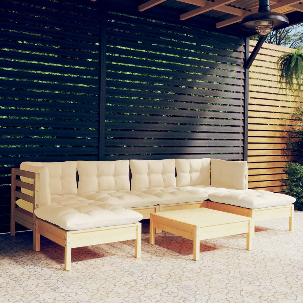 Set Mobilier De Grădină Cu Perne, 7 Piese, , Lemn De Pin