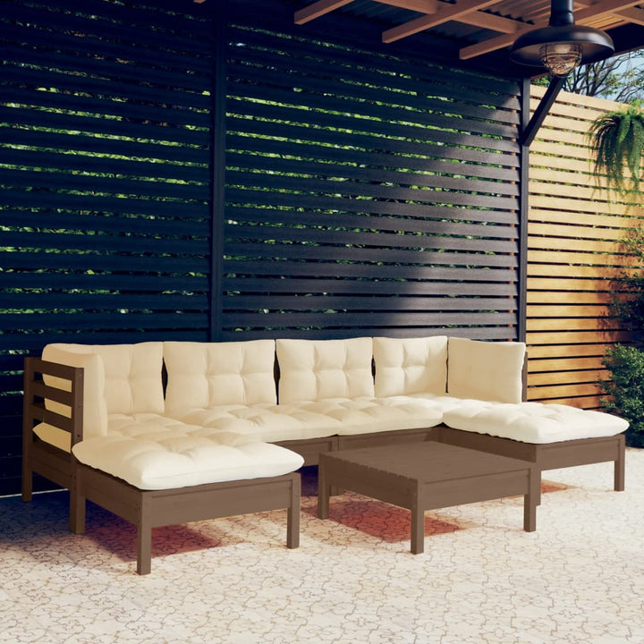 Set Mobilier De Grădină Cu Perne, 7 Piese, , Lemn De Pin