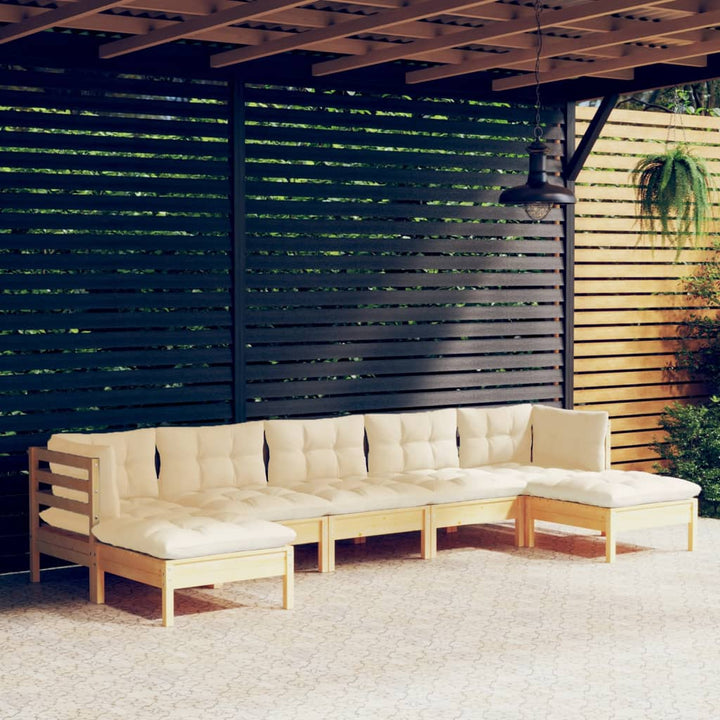 Set Mobilier Grădină Cu Perne Gri, 7 Piese, Lemn Masiv De Pin