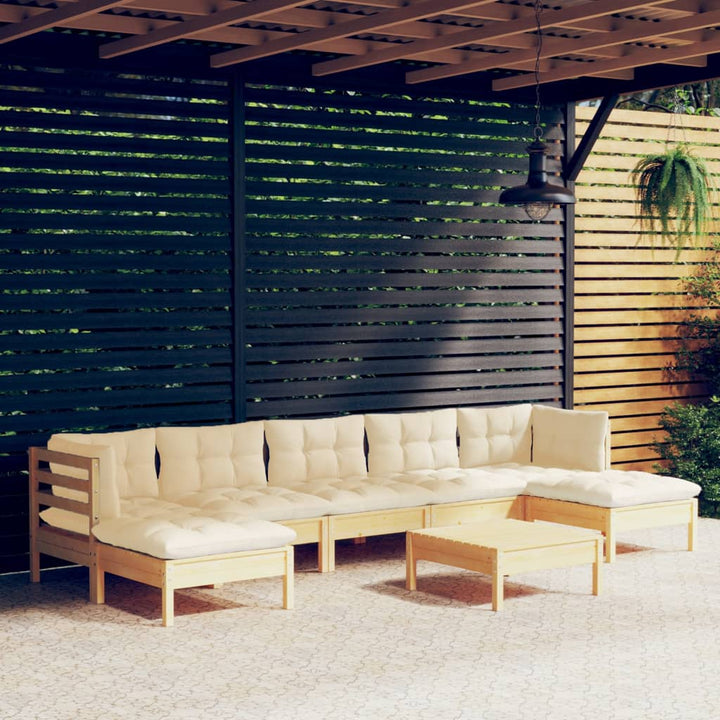 Set Mobilier Grădină Cu Perne, 8 Piese, , Lemn De Pin