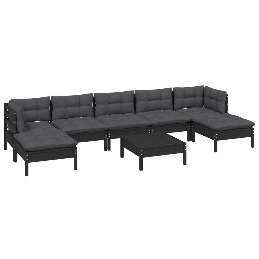 Set Mobilier Grădină Cu Perne, 8 Piese, , Lemn De Pin