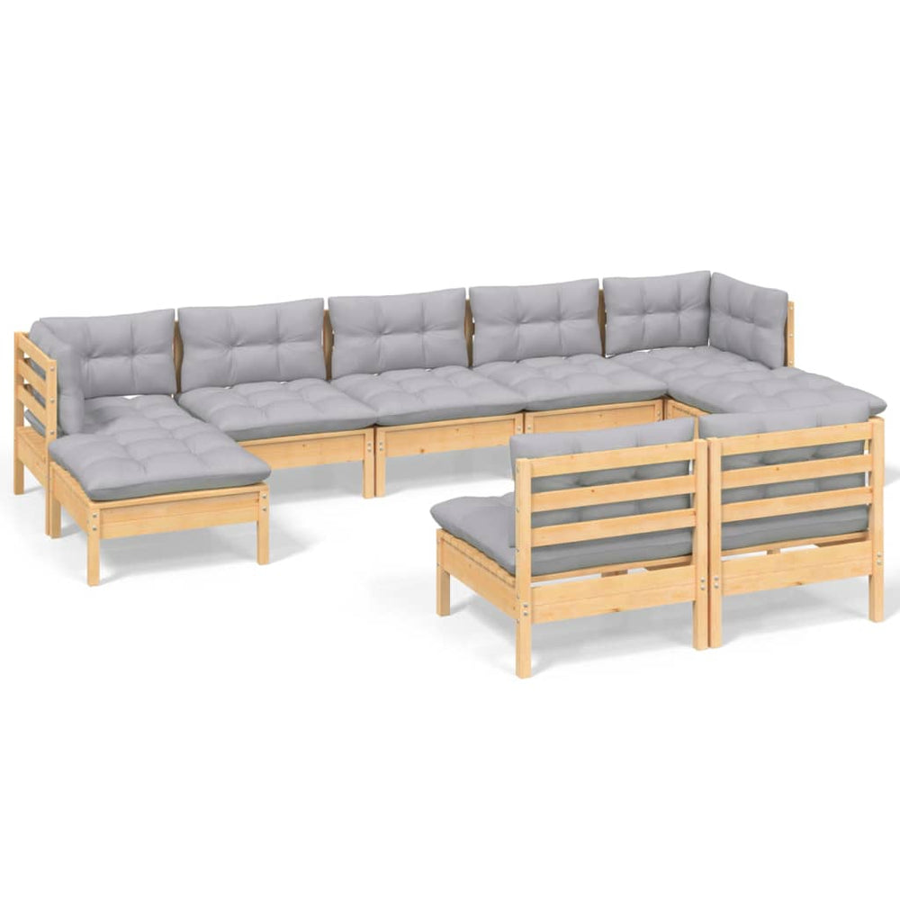 Set Mobilier De Grădină Cu Perne, 5 Piese, Gri, Lemn De Pin