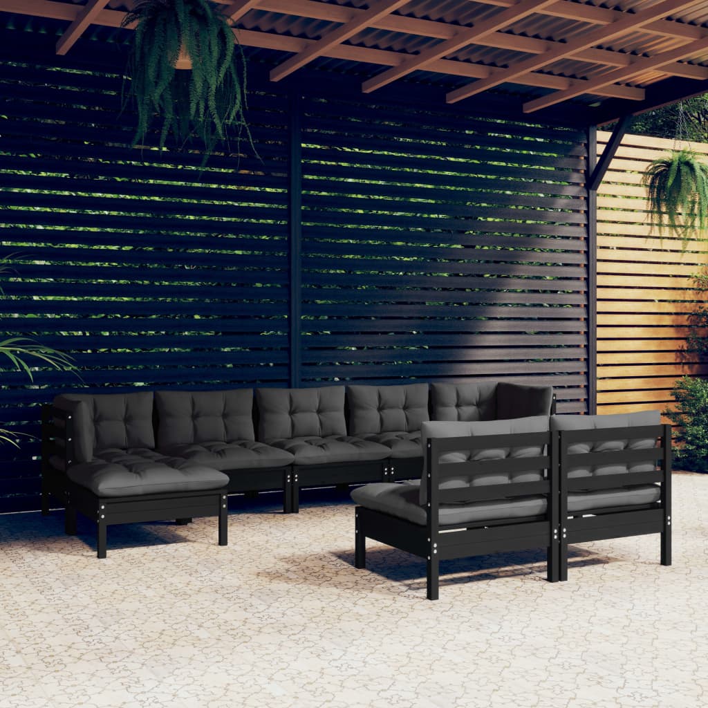 Set Mobilier De Grădină Cu Perne, 5 Piese, Gri, Lemn De Pin