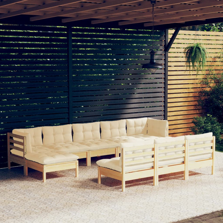 Set Mobilier De Grădină Cu Perne Gri 10 Piese Lemn Masiv De Pin