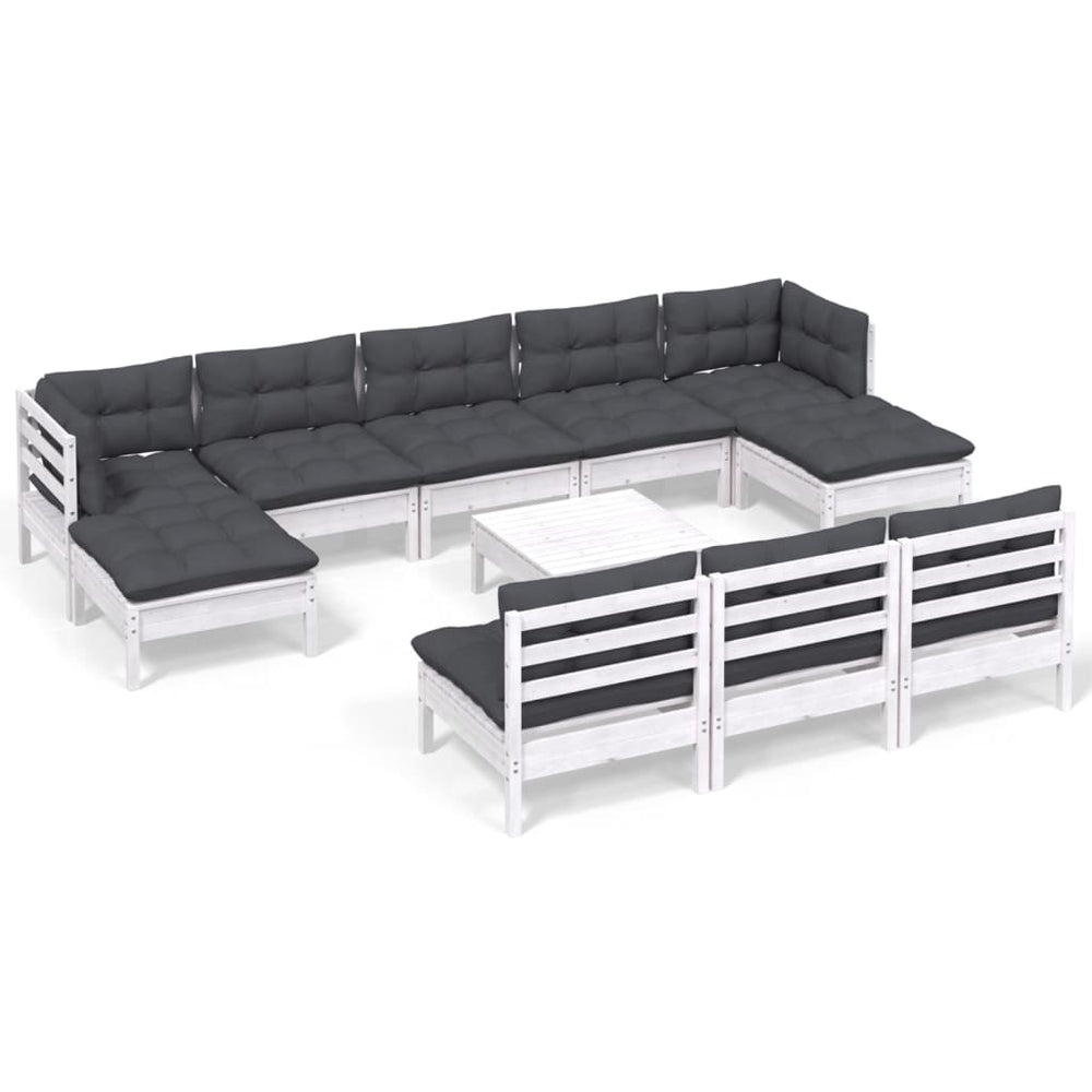 Set De Șezlonguri De Grădină Cu Perne 11 Piese Lemn De Pin
