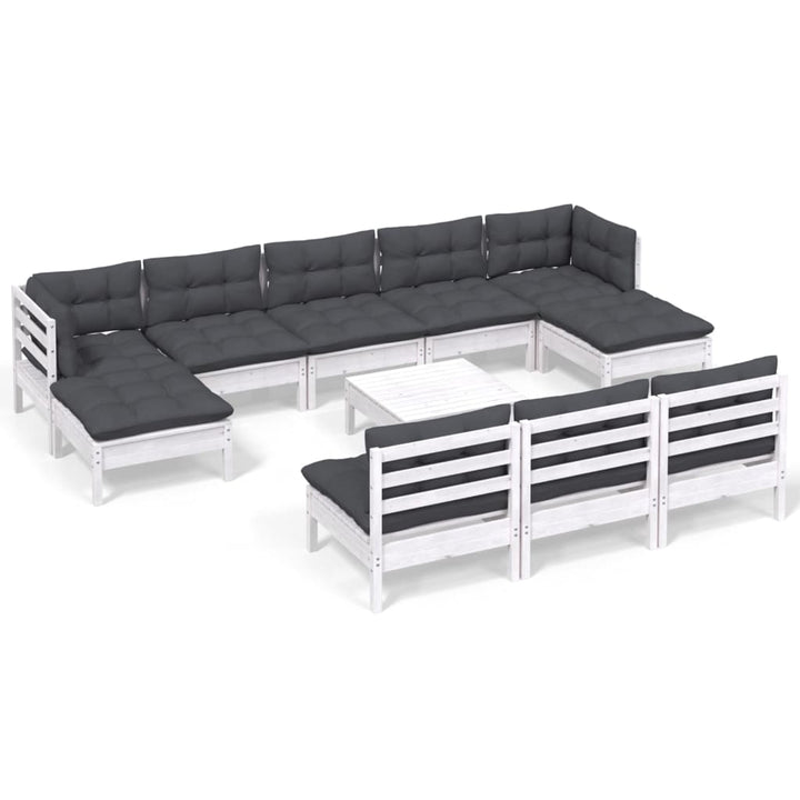Set De Șezlonguri De Grădină Cu Perne 11 Piese Lemn De Pin